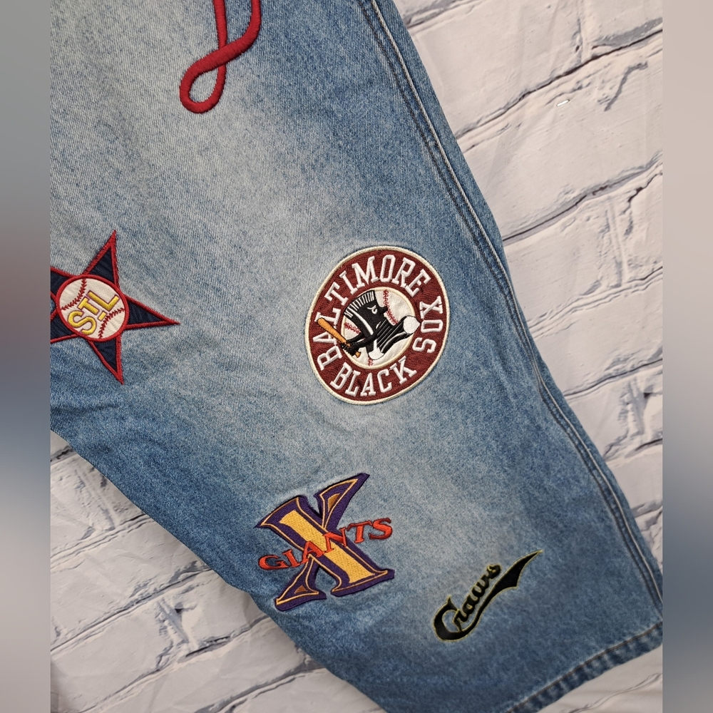 Headgear Negro League Baseball Men's Jeans Team Patches Straight 44 Actual 42x33 - Picture 9 of 15